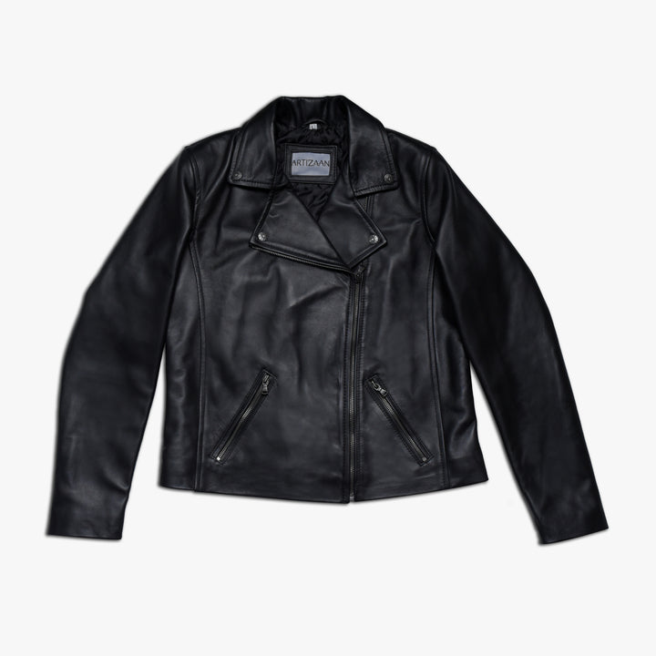 Black Biker Jacket - Full Grain Women's Leather Jacket