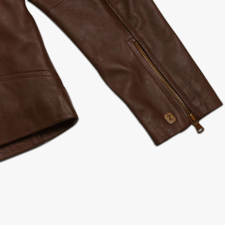 Brown Biker Jacket - Full Grain Womens Leather Jacket