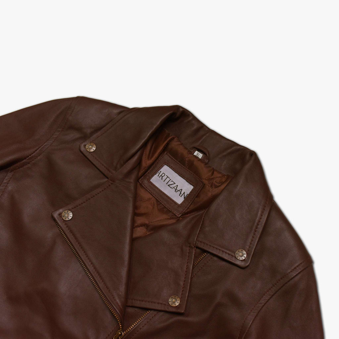 Brown Biker Jacket - Full Grain Womens Leather Jacket