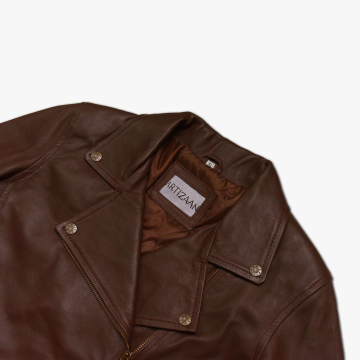 Brown Biker Jacket - Full Grain Womens Leather Jacket