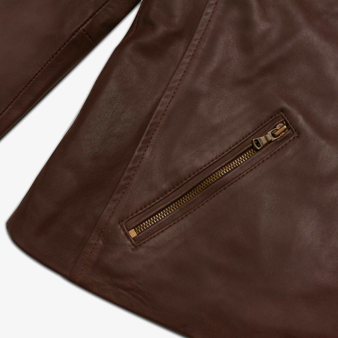 Brown Biker Jacket - Full Grain Womens Leather Jacket