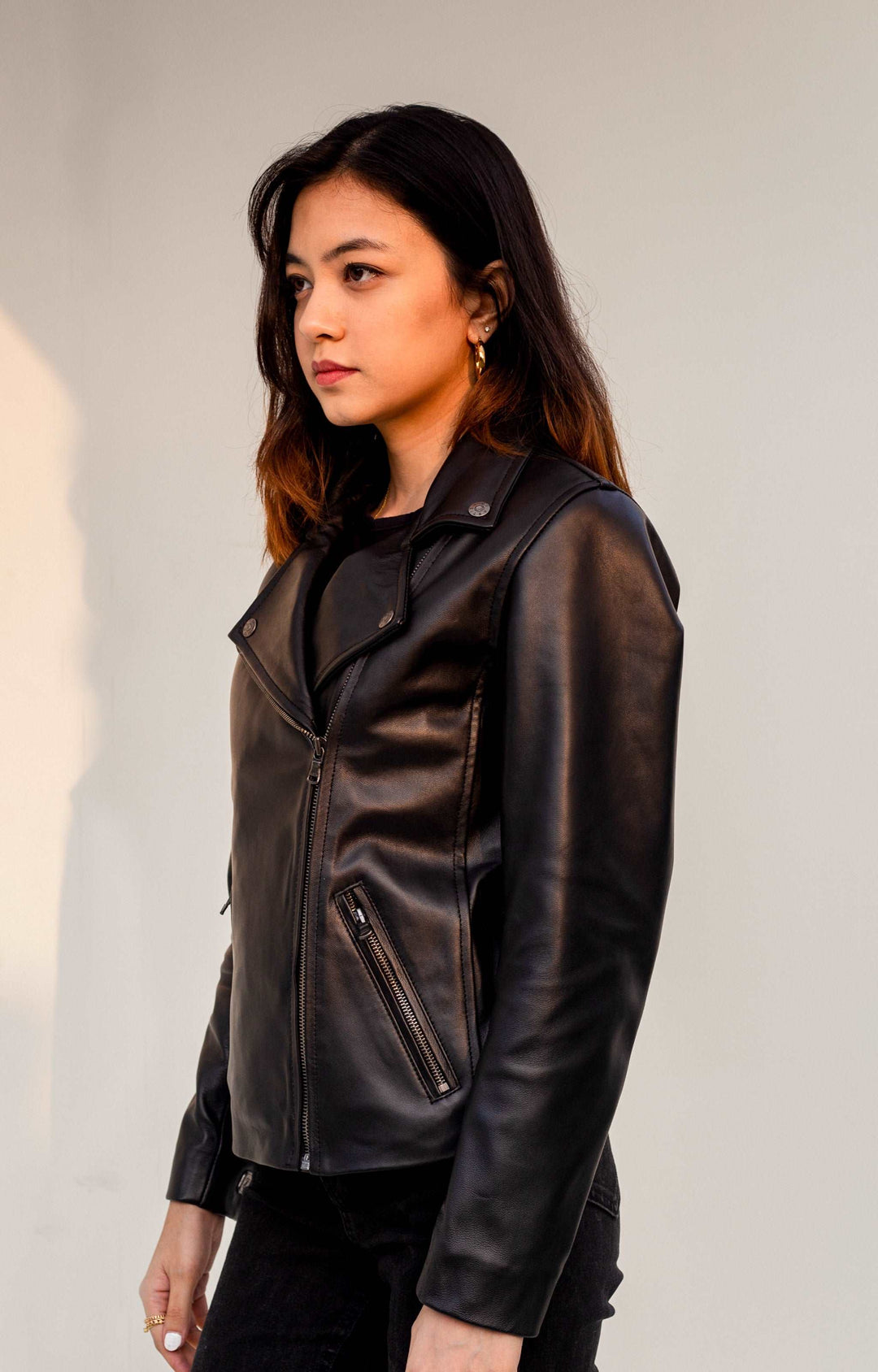 Black Biker Jacket - Full Grain Women's Leather Jacket