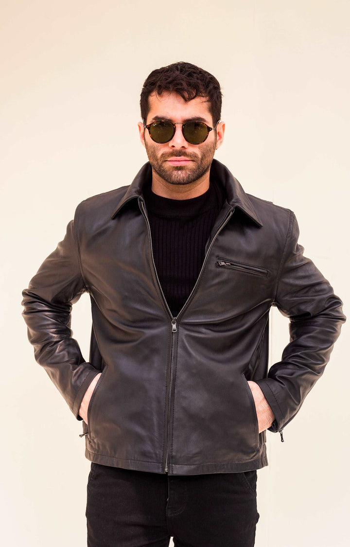 Black Hamilton Jacket - Full Grain Men's Leather Jacket