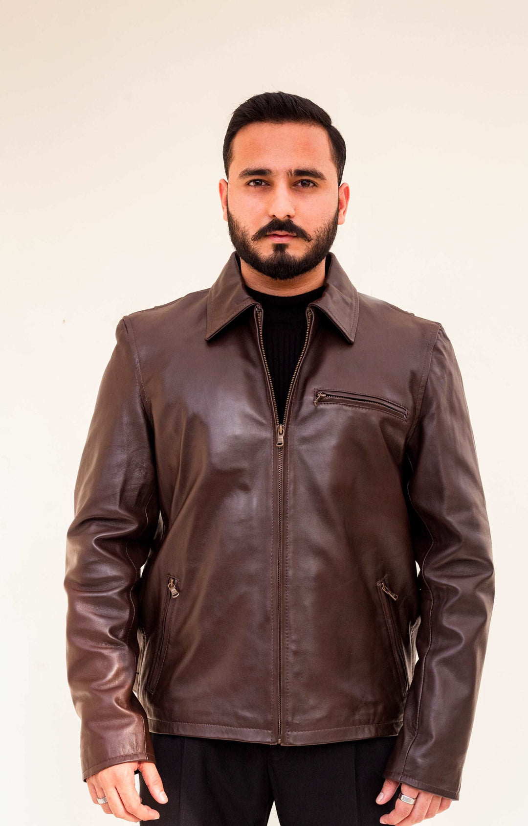 Brown Hamilton Jacket - Full Grain Mens Leather Jacket
