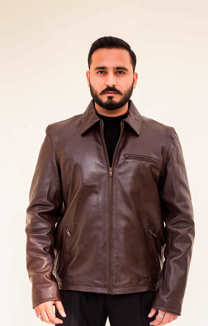 Brown Hamilton Jacket - Full Grain Mens Leather Jacket