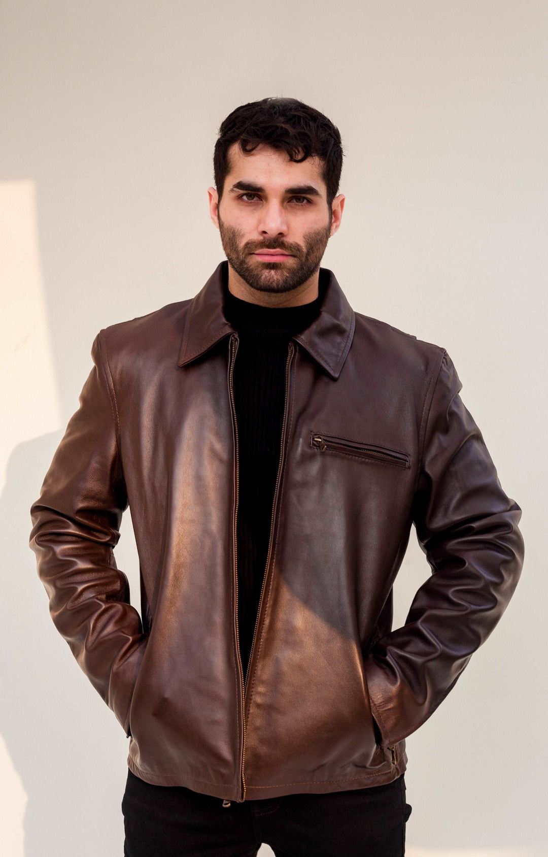 Brown Hamilton Jacket - Full Grain Mens Leather Jacket
